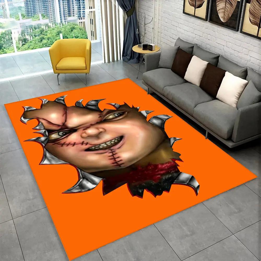 Postava z hororového filmu Chucky Saw Cartoon Area Koberec, Koberec Koberec do obývacího pokoje Ložnice Pohovka Rohožka Dekorace Protiskluzová podložka na podlahu