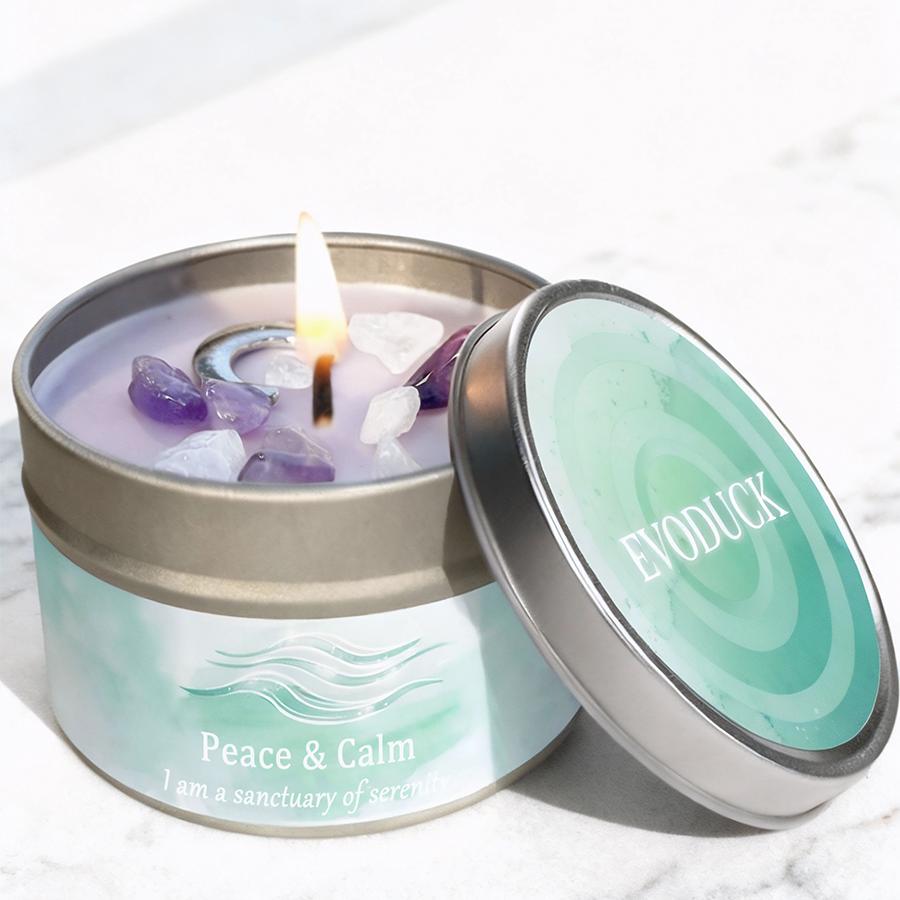 Law of Attraction Peace Ritual Candle, Lavender & Chamomile Aroma with Healing Crystals, Great for Holiday Gifting Christmas