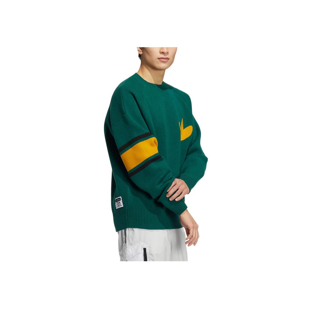 Adidas Originals Trefiol Logo Print Crew Neck Sweatshirt Men Tops Green HS7295