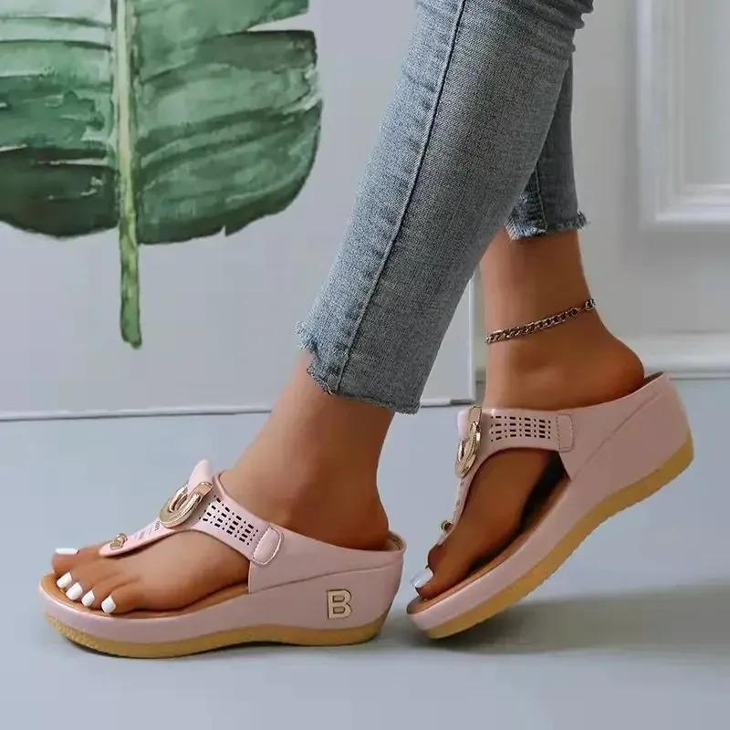 Summer Sandals Women Platform Wedges Slippers Non Slip Open Toe Flip Flops Ladies Comfortable Beach Shoes
