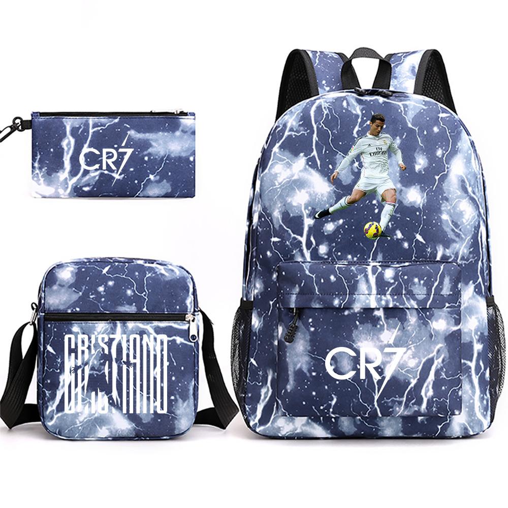3 Piece School Backpack Set for Students Large Capacity Oxford Cloth Schoolbag with Shoulder Strap and Pencil Case
