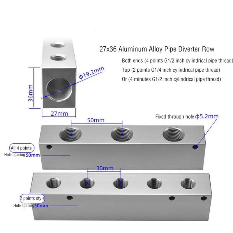 Luchtverdeler 1/2" 1/4" Pneumatische Snelkoppeling Slang Aluminium Blok Splitter 2 3 4 5 6 7 8 9 10 Weg
