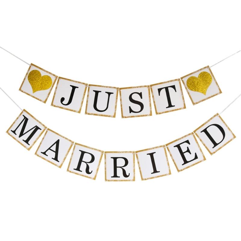 Multi Design Wedding Bunting Banners Bridal Shower Decorations With Glitter Accents For Photo Booth Or Party Backdrop