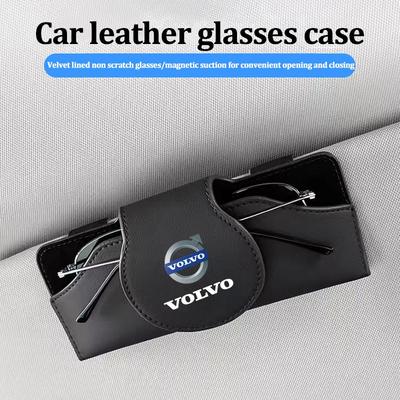 Car Glasses Case Sun Visor Leather Eyeglass Clip Auto Interior For Rdesign XC60 XC90 V40 EX30 S60 C30 V70 S90 XC40 V50 V60