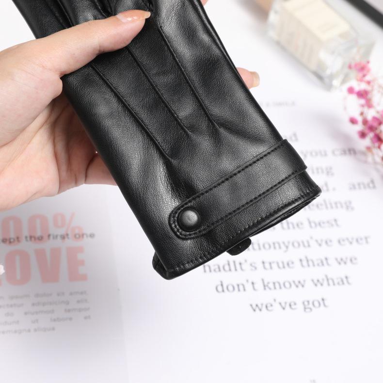 Women's PU Leather Touchscreen Gloves: Cold-Proof, Windproof, Fleece-Lined, Ideal for Autumn/Winter Driving.
