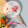 Antique Embroidery Circular Fan Chinese Style Cheongsam Fan Women's Double-Sided Embroidered Transparent round Long Handle Ancient Chinese Clothing