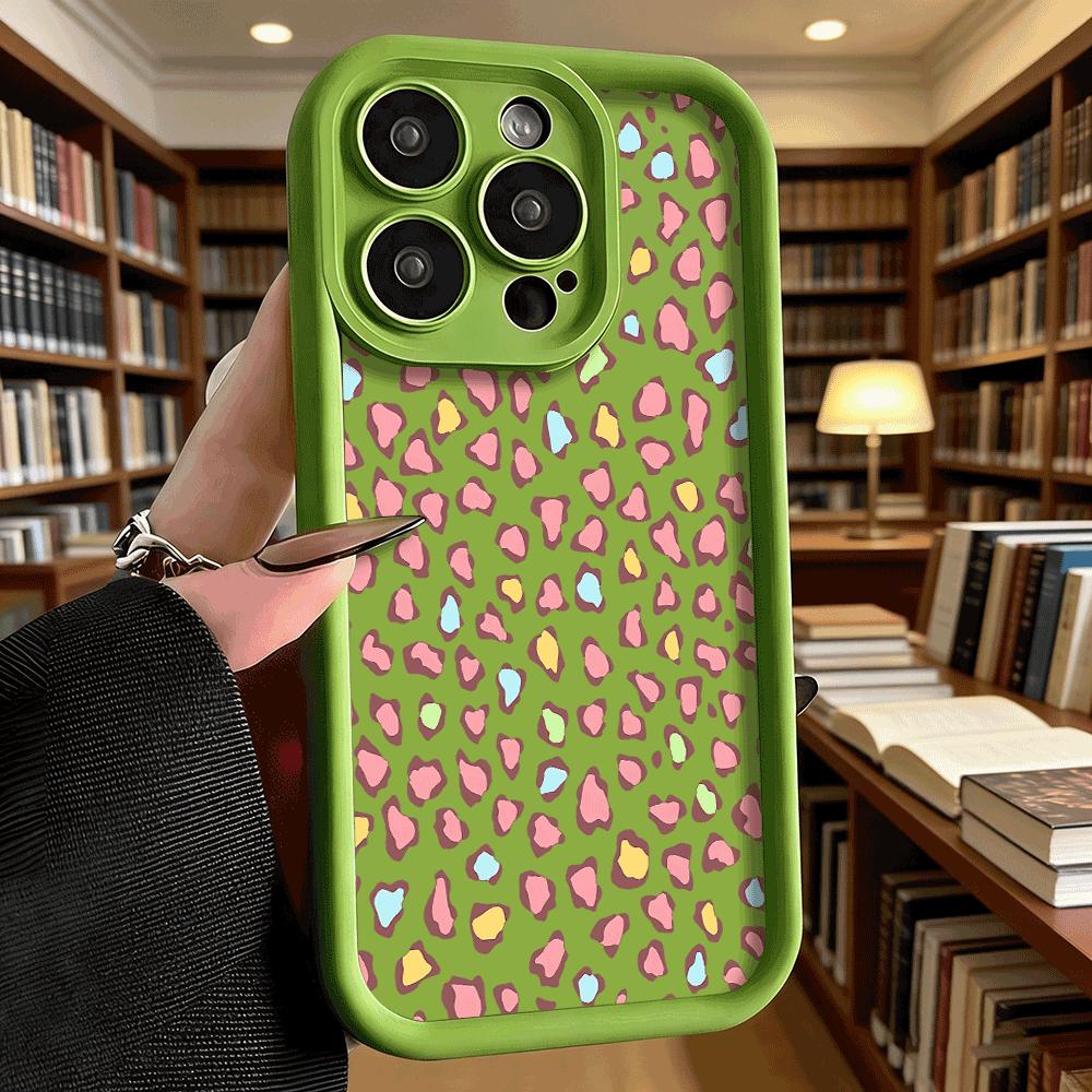 Pastel Leopard Print Pattern Soft TPU Phone Case for iPhone 17 16 15 14 13 12 11 Pro Max Plus Shockproof Anti-Slip Cover