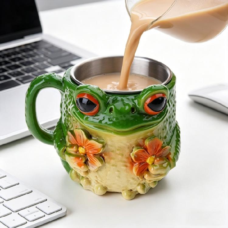 Harz Trinkbecher mit lustigen Fröschen 11oz Große Kapazität Kaffeetasse für stabiles Aufstellen Perfekt für Charme und Hydration