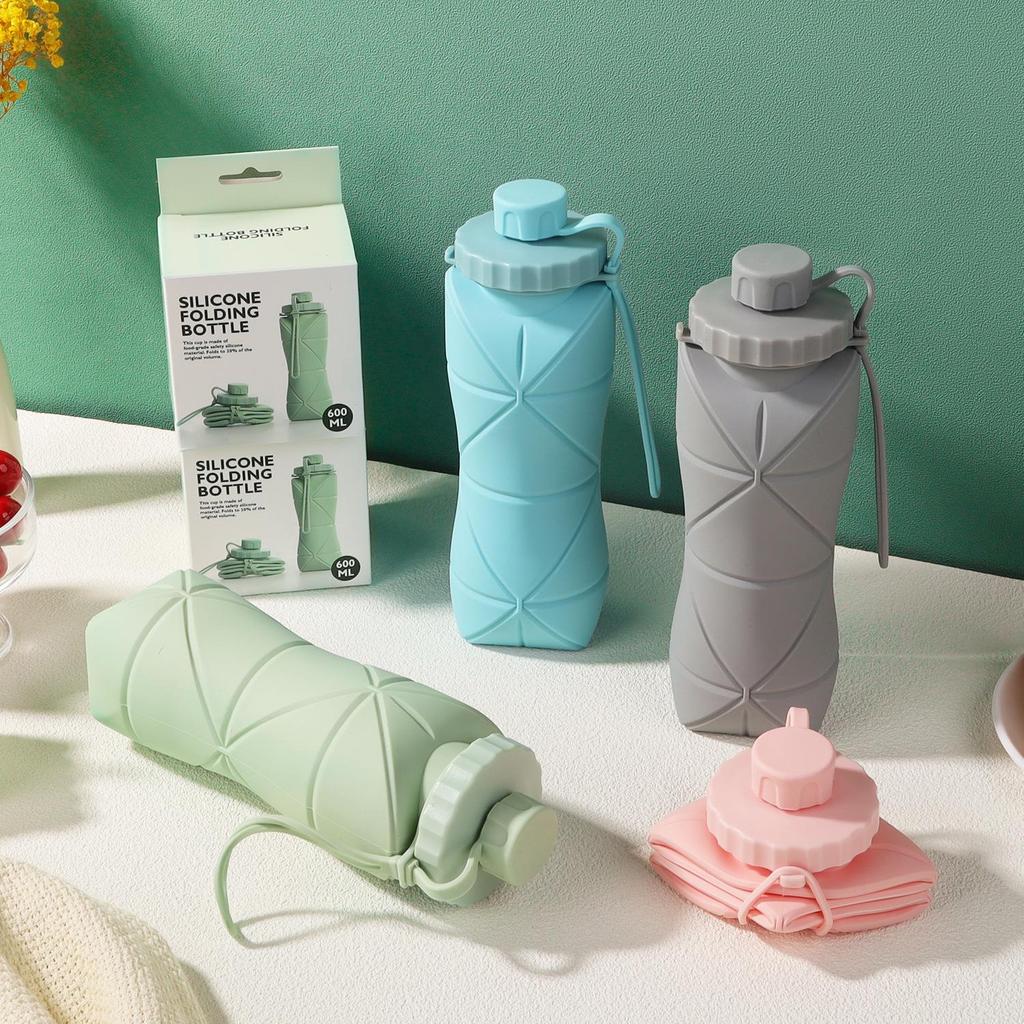Durable, Foldable Silicone Sports Water Bottle - Portable, Drop-proof Large Capacity
