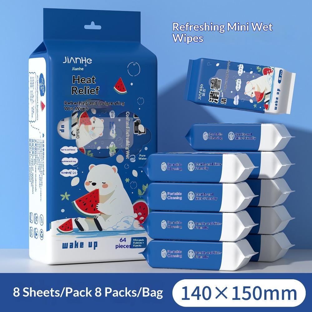 192/64 /32 Pezzi Mini Salviettine Umidificate Portatili, Salviettine Monouso Senza Alcool per Mani e Bocca, Multiuso per Persone e Animali Domestici Viaggio Esterno