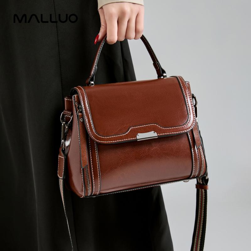 Female Retro Messenger Shoulder Bags Women Luxury Designer Oil Wax Cowhide Leather Handbags Lady Commuter Handbill Crossbody Bag