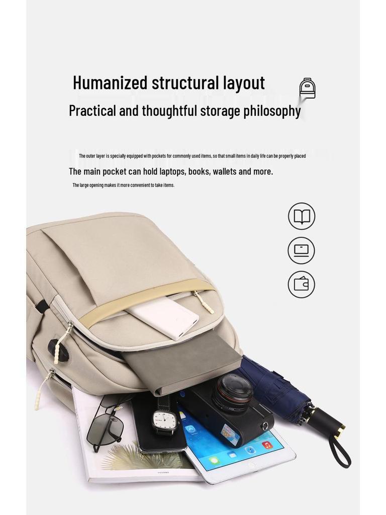 Customizable Minimalist Logo Backpack: Lightweight, Casual Travel & School Bag for Students