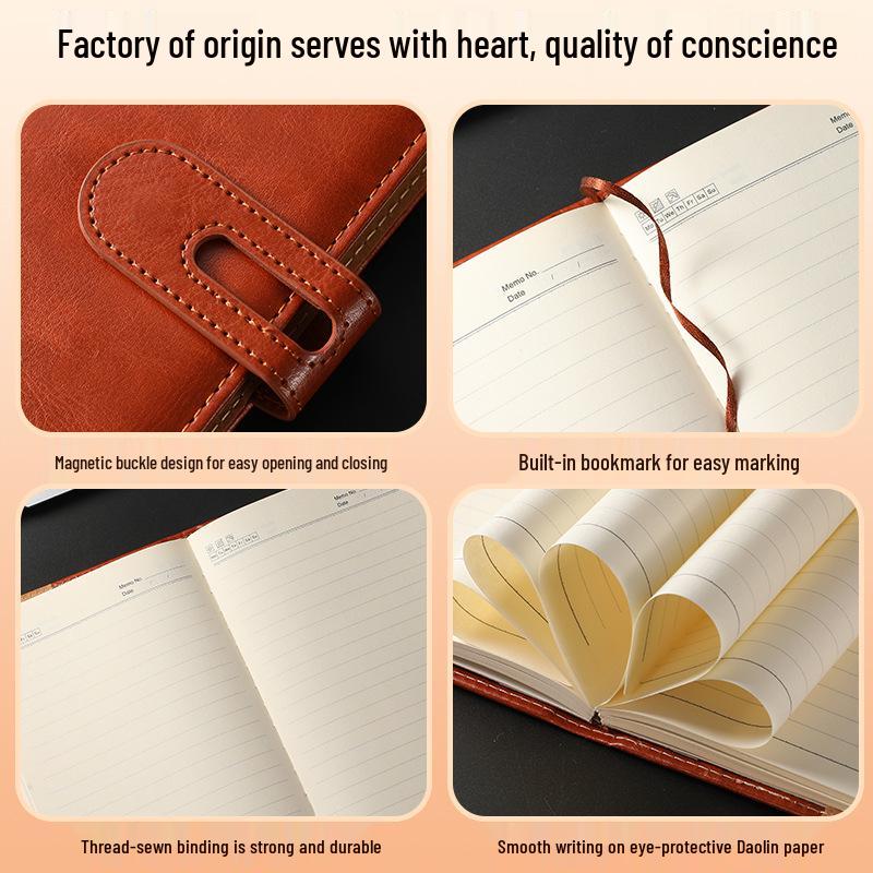 Faux Leather Buckle Cover Notebook - Business Meeting Minutes Organizer