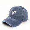Summer Women Baseball Cap Peach Heart Embroidered Wash Denim Soft Top Dad Hat Casual Korean Couple Retro Y2K Snapback Sun Hats