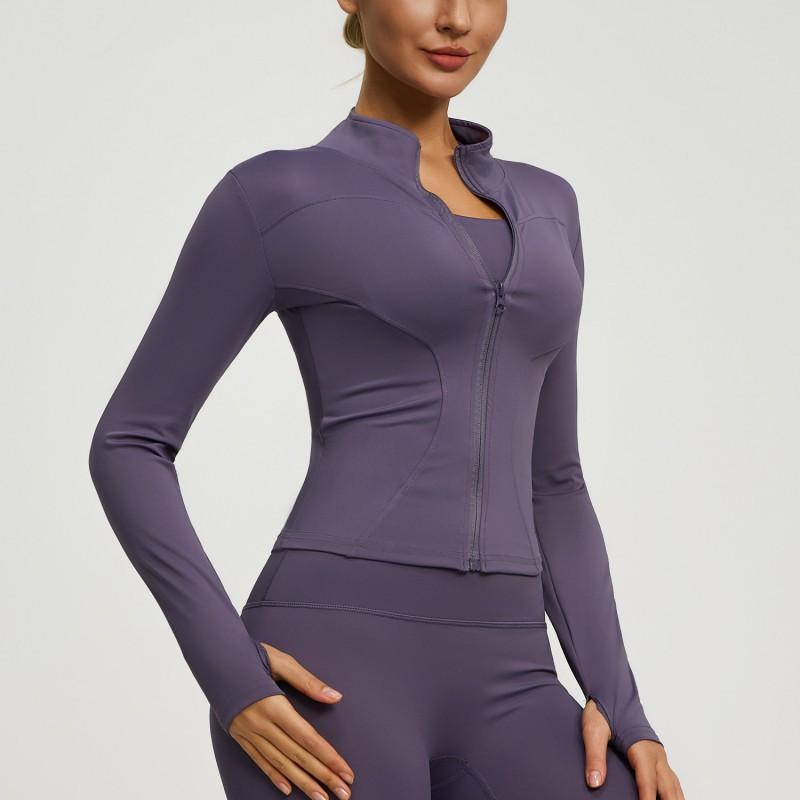 Womens Lightweight Yoga Jacket Breathable Fitness Top Long Sleeve Stretch Workout Outerwear