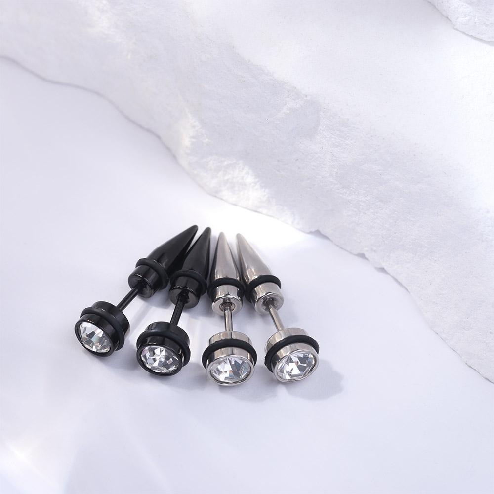 2Pcs Crystal Zircon Earrings Korean Style Stainless Steel Earring Stud Earrings Men  Jewelry Gift
