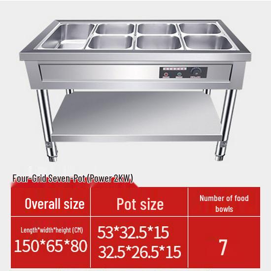 Commercial Electric Food Warmer: Stainless Steel Soup Pot and Serving Counter