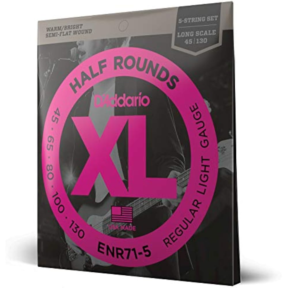 D'Addario Daddario Bass Strings Half Round/Pure Nikkel Long Scale 5 Strings .045-.130 ENR71-5 [Do...
