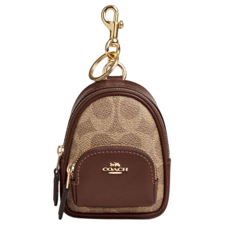 New COACH Coated Canvas Bag Charm Bag Merch Mini Women's Tan CX066-IMXHE