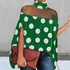 High Half Collar Women Tops See-through Mesh Stitching Loose Fit Batwing Sleeve Solid Color Cape Blouse Daily Garment