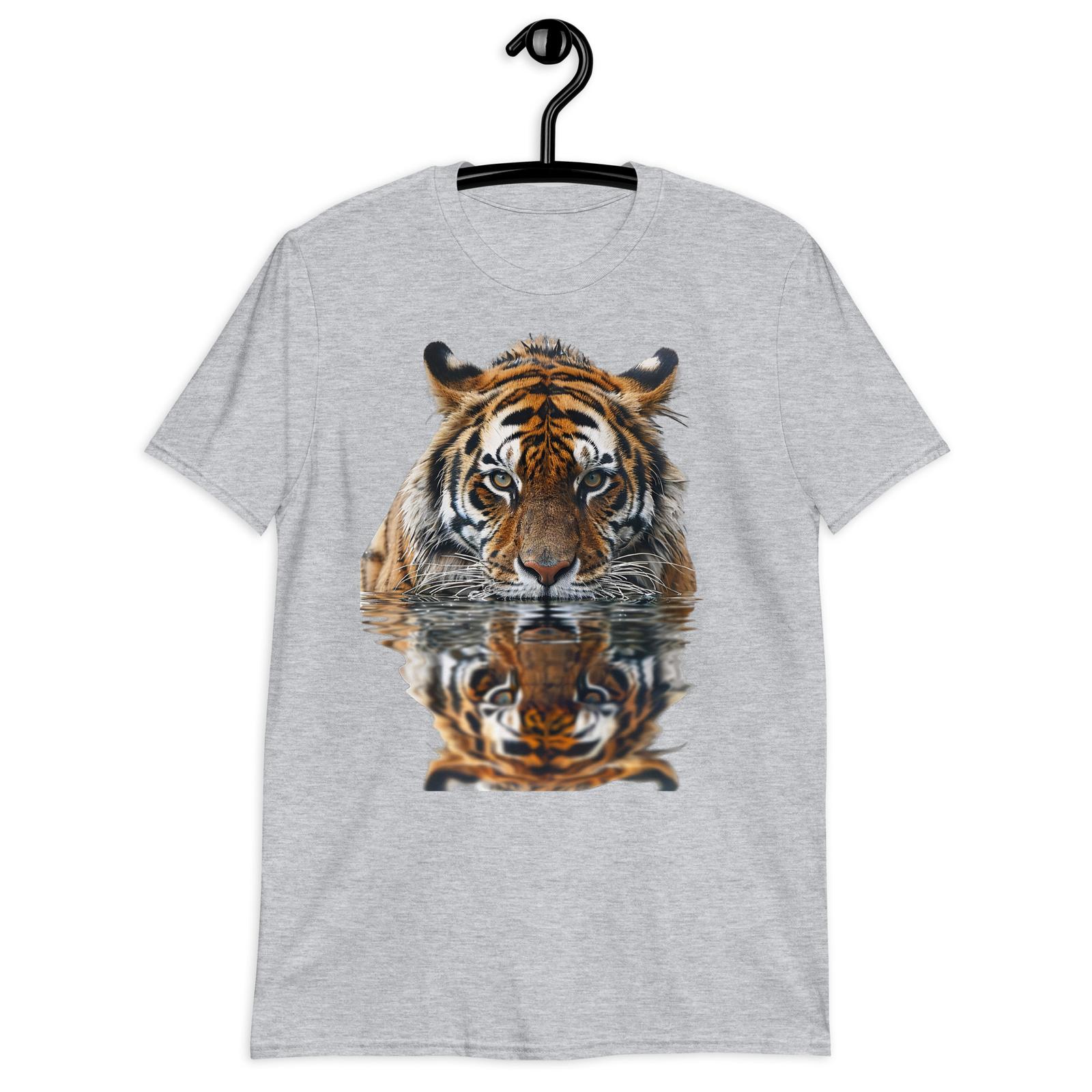 Tiger Drinking Water Reflection Graphic T-Shirt Mens Womens Tees Top | Cat Lion Unique Unisex Tee S
