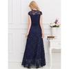 Plus Size V-neck Lace Evening Gown for Women