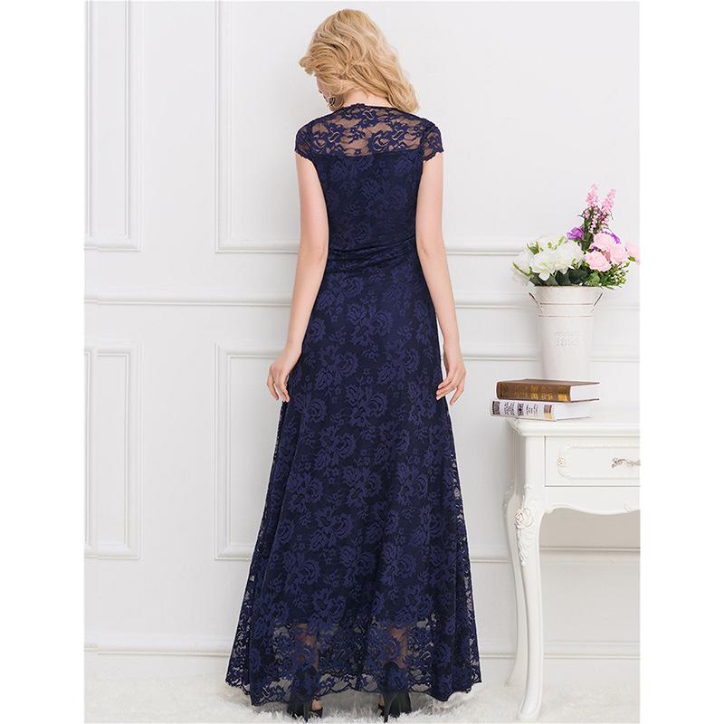 Plus Size V-neck Lace Evening Gown for Women