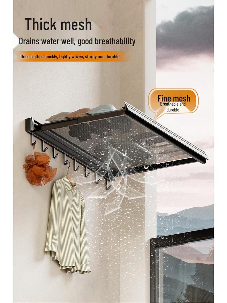 Invisible Foldable Suction Cup Drying Rack: Punch-Free, Retractable Shoe & Clothes Hanger for Balcony