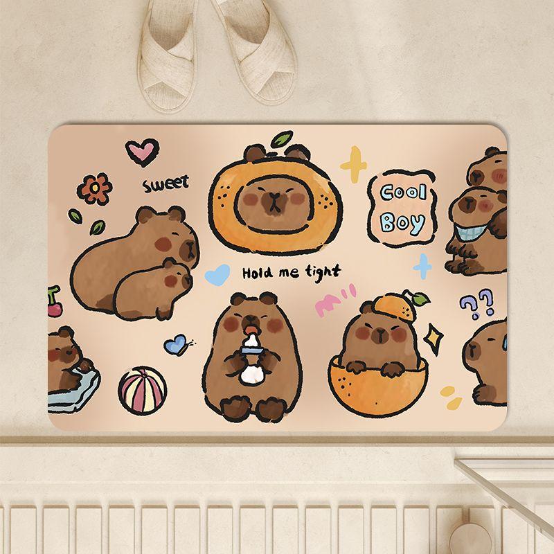 

Капибара капибара ванная комната впитывающий коврик для пола, диатомовая грязь противоскользящий коврик для пола у входной двери в туалет, коврик для пола у двери в туалет 40X60cm 15.7X23.6in