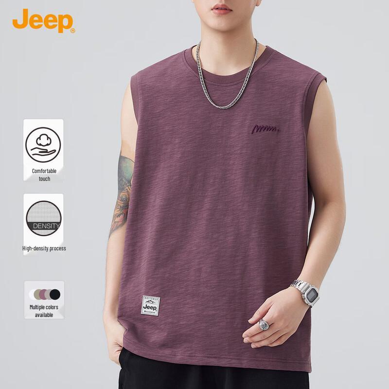 Jeep Men's Pure Cotton Sleeveless Round Neck Vest