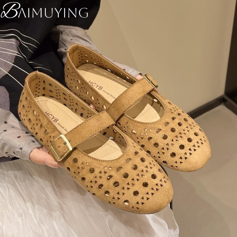 Fashion Hollow Loafers Women Casual Flat Sandals Marie Janes Shoes Woman 2025 Trend Dress Summer Comfort Soft Sole Breathable Zapatos