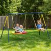 Kids Swing Set with Double Swings, Outdoor Playset with Adjustable Ropes, Metal Frame for Ages 3-8, 150kg Capacity