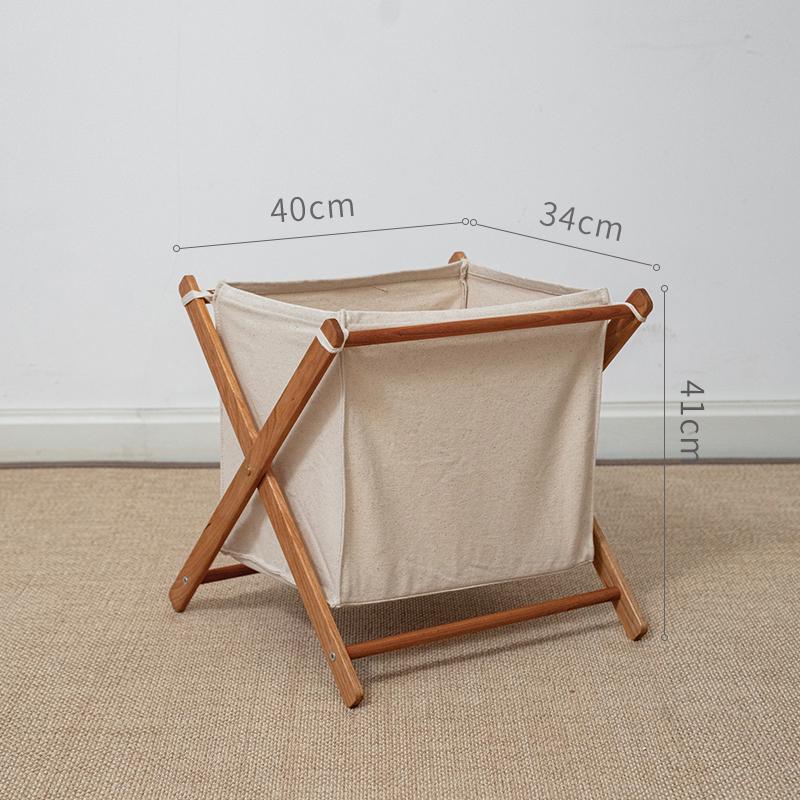 Solid Wood Foldable Laundry Basket for Bedroom and Bathroom Storage