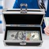 Lockable Cash Box, Aluminium Alloy Money Box for Cash, Money Holder, Cash Organizer, Single Row Currency Tray, Money Storage Box