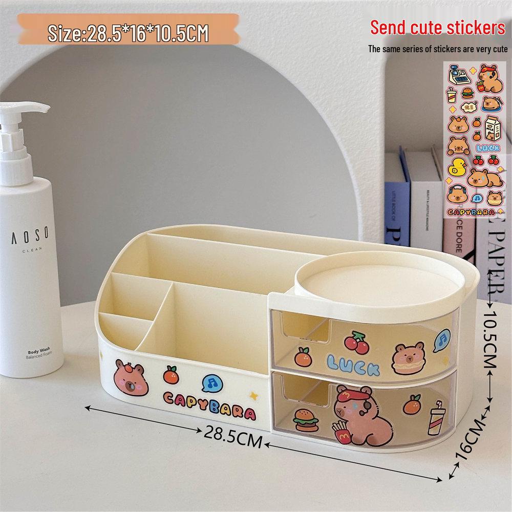 Multifunctional Makeup Organizer with Mirror and Skincare Storage