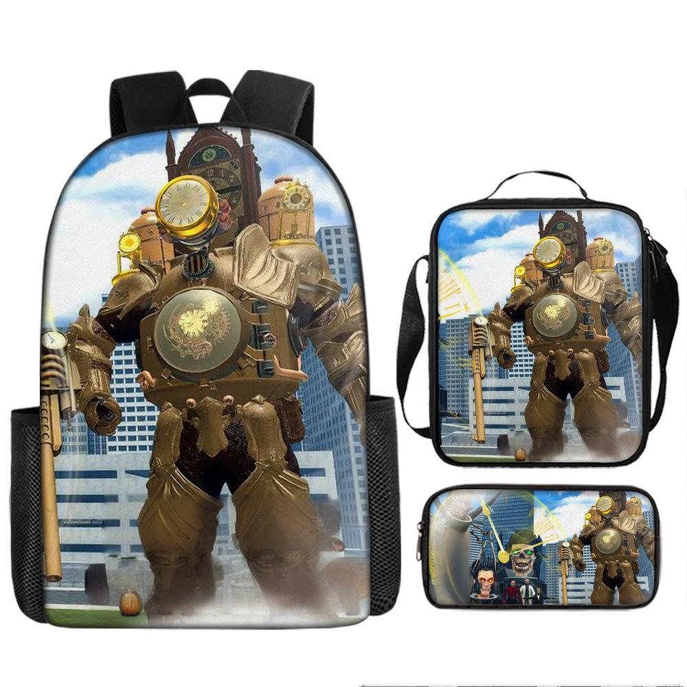 Zaino Spoof Skibidi Toilet Man Zaino Scuola Elementare Borsa Astuccio
