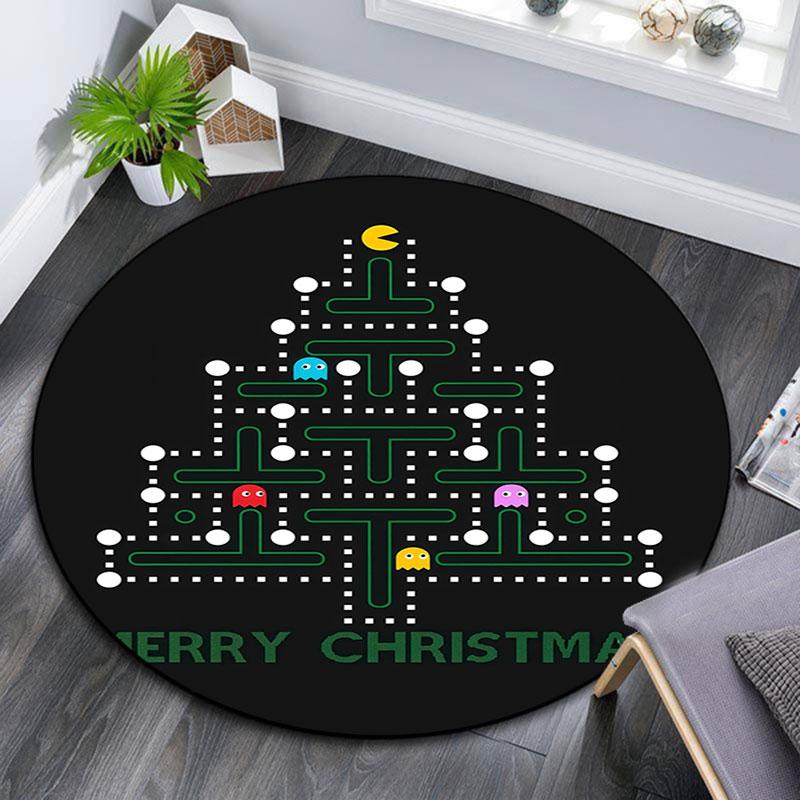 GAME Pac‑Man Pattern Round rug,Carpet Rug for Living Room Bedroom Playroom ,Non-slip Floor Mat,Holiday Gifts and Birthday Gifts.