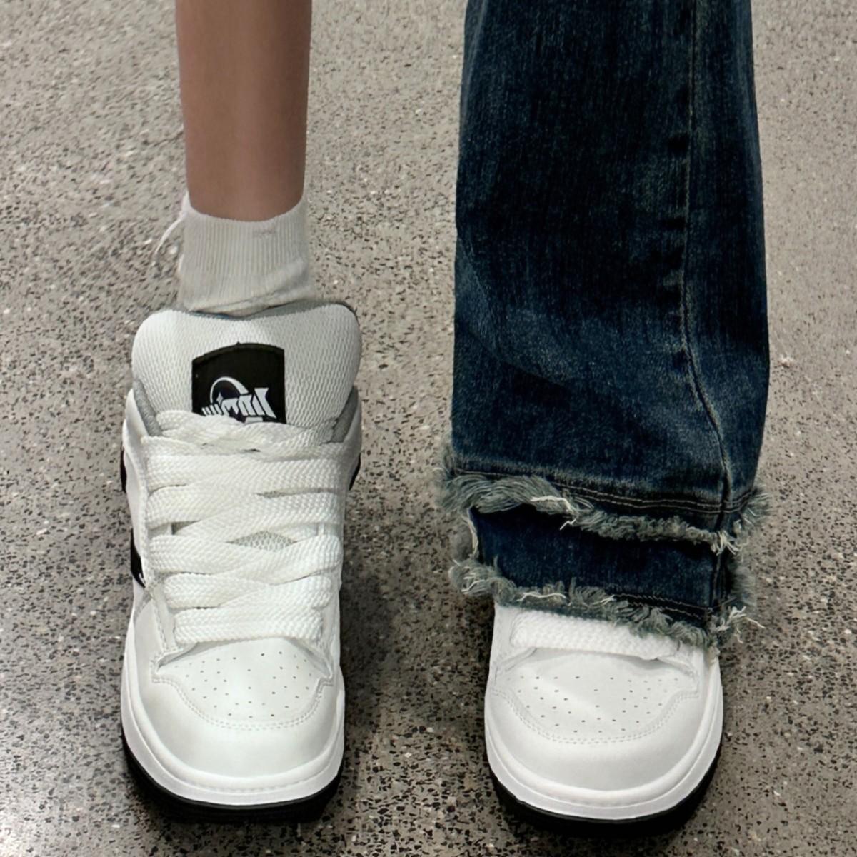 Высококачественные черно-белые кеды-панды, новинка ins, оригинальные, для пар, в стиле wasteland, молния, хлеб, студенческие повседневные туфли 35