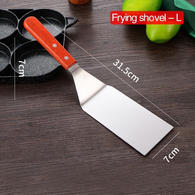 

Лопатка для жарения из нержавеющей стали, лопатка для стейка, пиццы, захватные ножи, лопата для выпечки, торта, инструменты для барбекю, кухонная лопатка с деревянной ручкой Pizza shovel-S