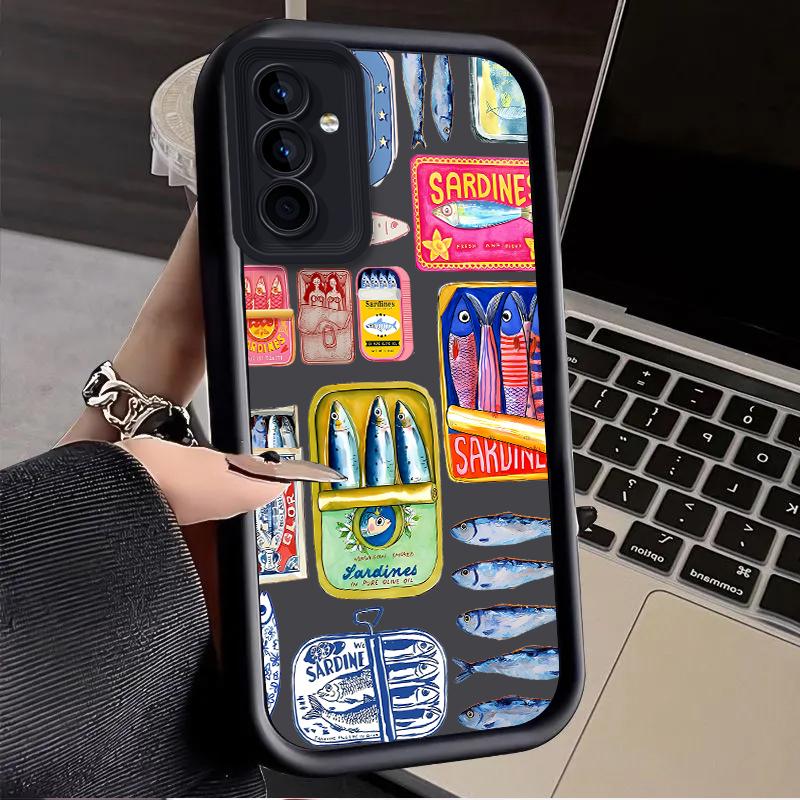 Groceries Fish Tin Case for Samsung Galaxy A53 A50 A50S A36 5G A35 A34 A33 A32 A30 A26 A24 A23 A22 A20 A16 A15 A14 A13 4G Cover
