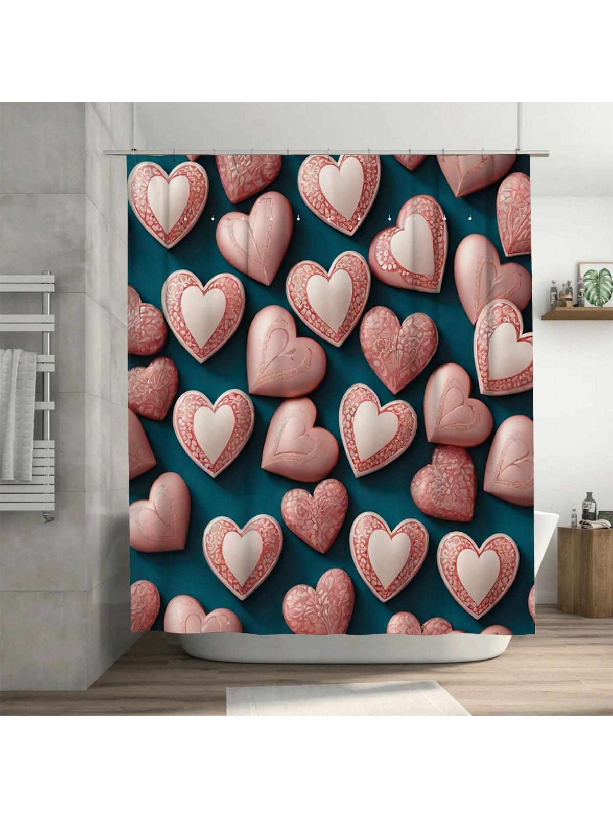 

3D Pink Heart Shower Curtain | Romantic and Elegant Bathroom Decor 90X180cm