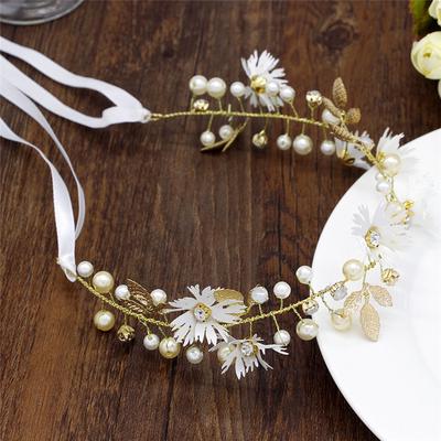 Blumenkranz Stirnband mit Bandkranz Hochzeit Brautjungfer Haarband Girlande