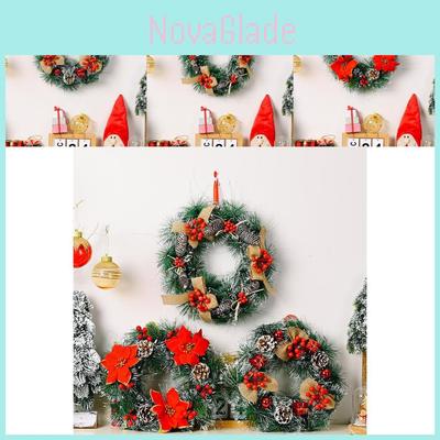 Festive Christmas Decoration Wreath With Vibrant Red Bow And Pine Cone Accents For Home Atmosphere