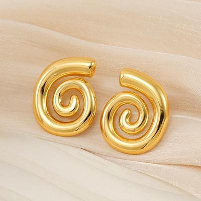 Minimalist Metal Spiral Earrings: Unique European & American Design, Women's Niche Style, Advanced Temperament Ear Studs.