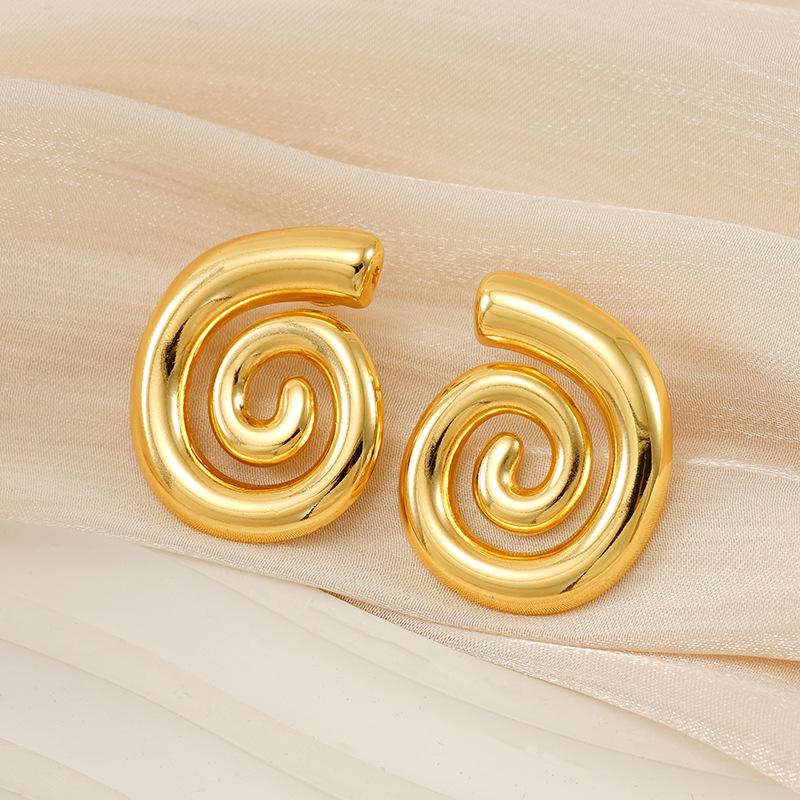 Minimalist Metal Spiral Earrings: Unique European & American Design, Women's Niche Style, Advanced Temperament Ear Studs.