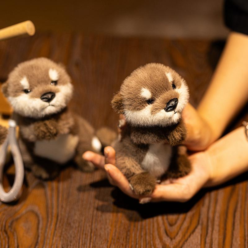 Topmix Unisex Cute Otter Plush Keychain Realistic Stuffed Otter Animal Pendant Doll Soft Plushies Key Ring For Bag Decoration Gifts Girl