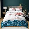 Japanese Style Duvet Cover Pillowcase 3D Pattern Ukiyo-E Wave Bedding Set Adult Bedroom Decoration Single Double Large Size