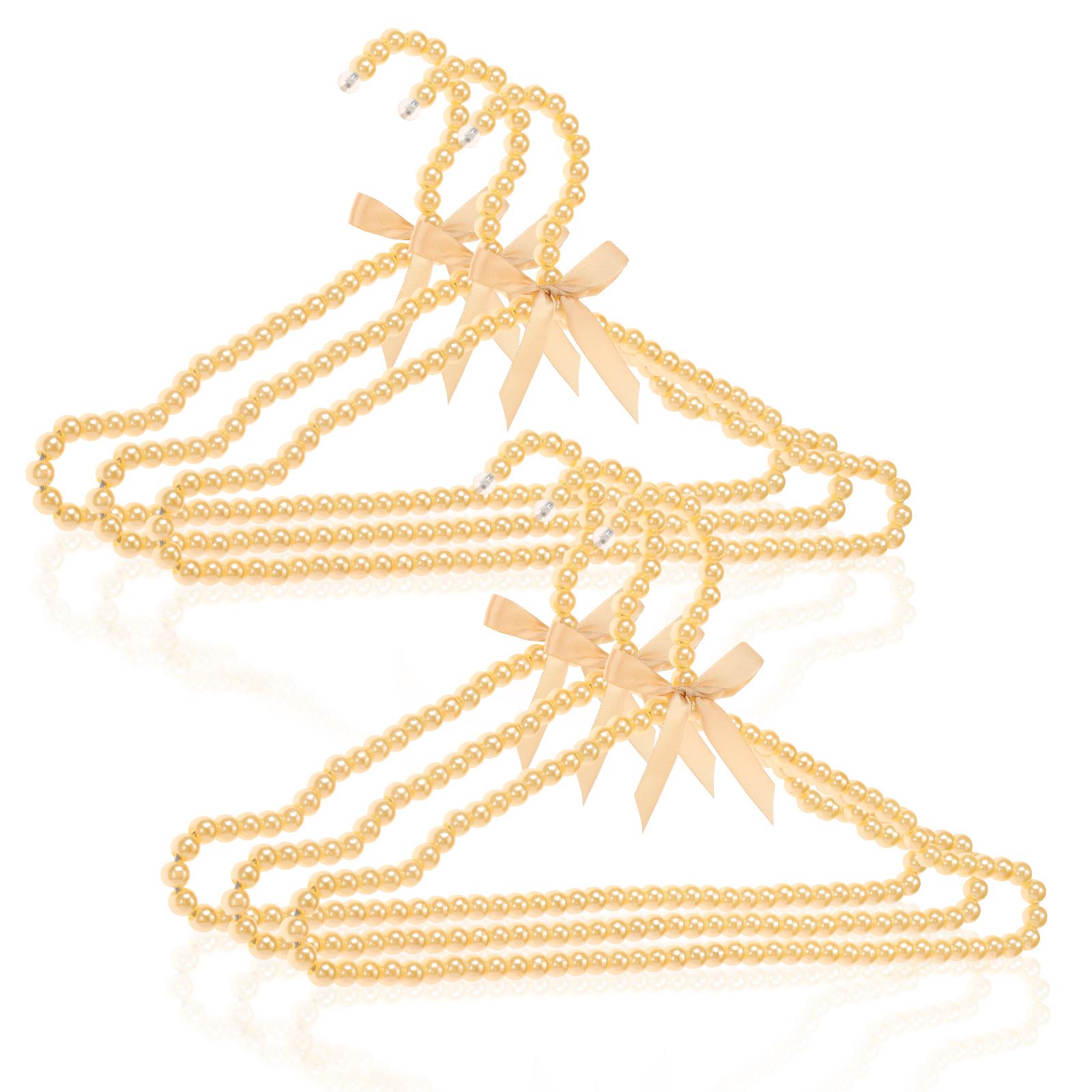 

6 Pcs Pearl Hanger Bow Tie Beads Clothes Bride Plastic Hanger Dress Wardrobe Closet Storage Rack Dry Organizer Save-Space
