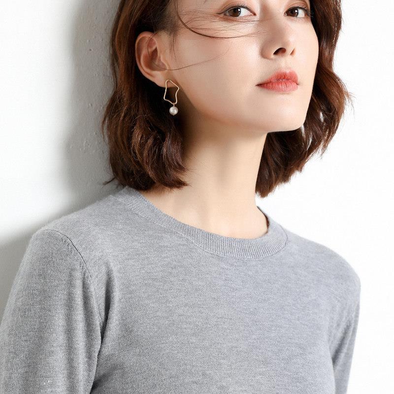 

Женский свитер с круглым вырезом, осень-зима, базовый пуловер, теплая повседневная женская весенняя вязаная нижняя рубашка S серый