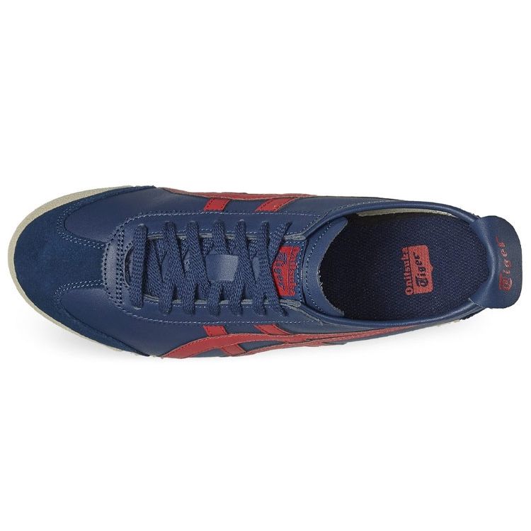 ONITSUKA TIGER Mexico 66 Sports Comfortable Shock Absorption Slip Resistant Wear Resistant Low Top Casual Shoes Unisex Sneaker Blue Red D4J2L-5823